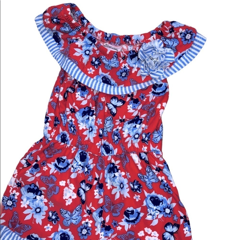 Little Lass 2T Little Girls red floral romper
